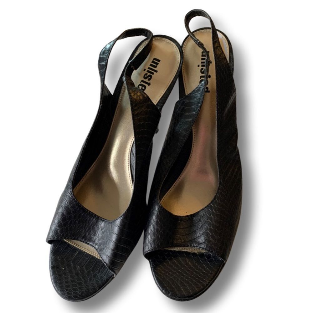 Unlisted 4” Heels Black Snake Skin Leather size 11